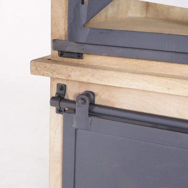 Vaisselier en bois massif de style industriel 140 cm - Detroit