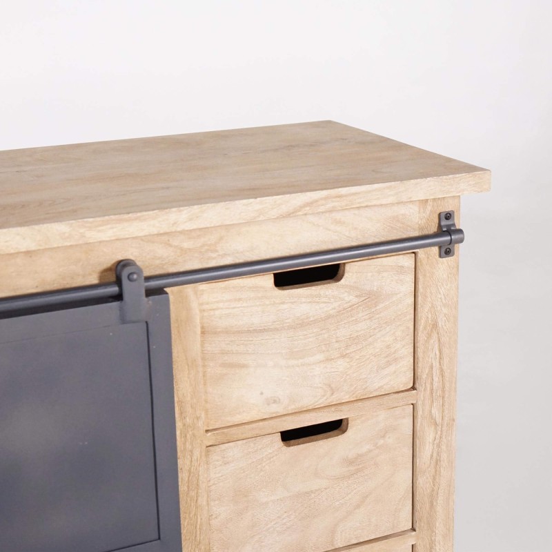Meuble sous vasque en bois massif et métal 80 cm - Detroit