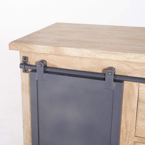 Meuble sous vasque en bois massif et métal 80 cm - Detroit