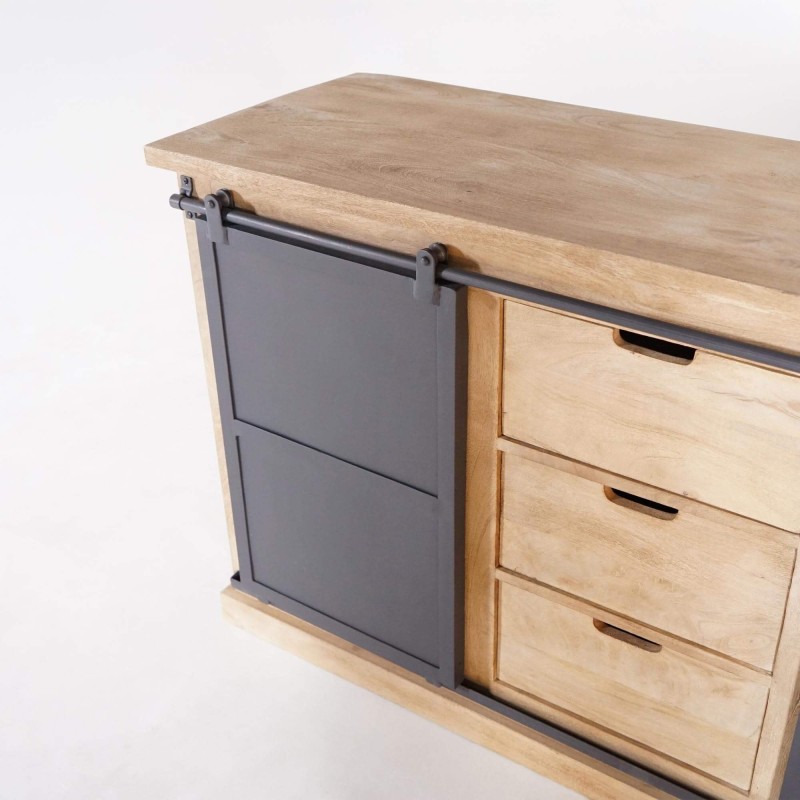 Meuble sous vasque en bois massif et métal 140 cm - Detroit