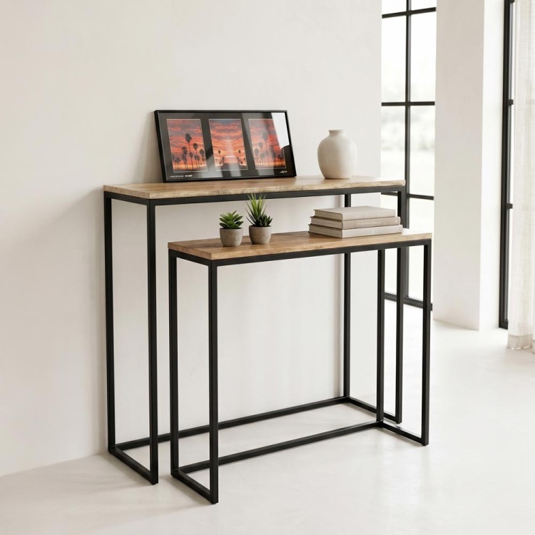 Double console bois et métal