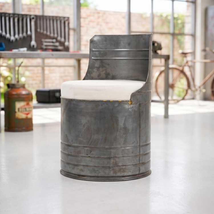 Fauteuil industriel bidon métal