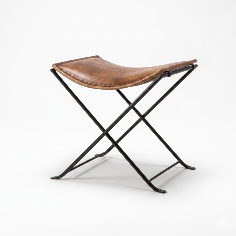 Tabouret d’appoint pliant en cuir vintage - Smart