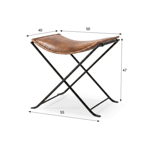Tabouret d’appoint pliant en cuir vintage - Smart