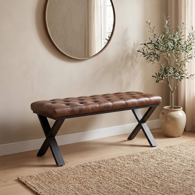 Banc en cuir et métal - Roma