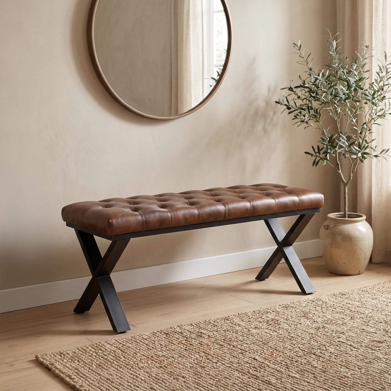 Banc en cuir et métal - Roma