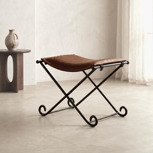 Tabouret en cuir et pieds en metal - Scala