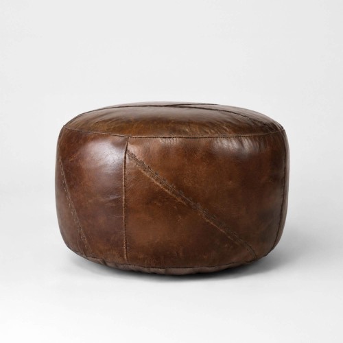Pouf rond en cuir - Patchwork