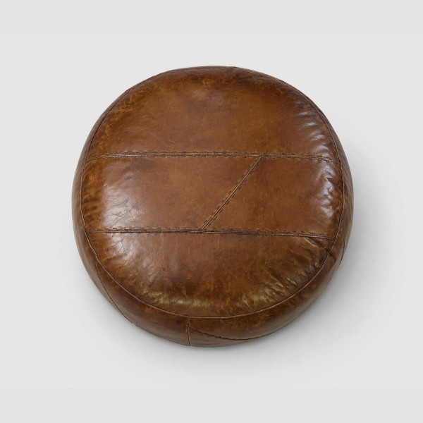 Pouf rond en cuir - Patchwork