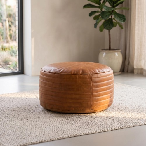 Pouf rond en cuir - Savoy