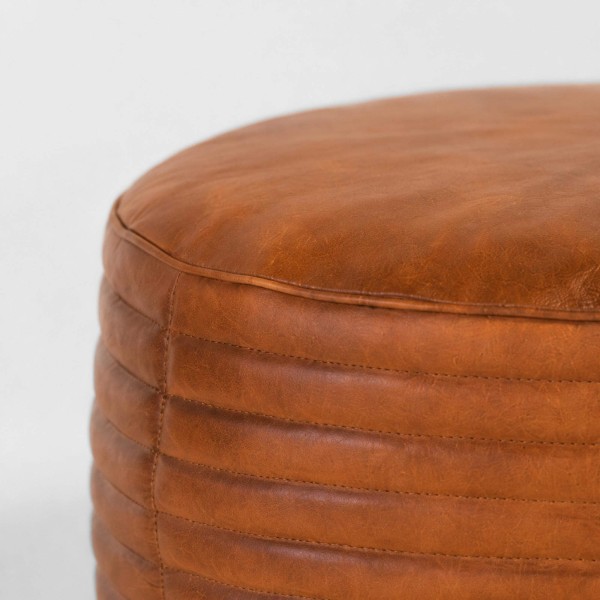 Pouf rond en cuir - Savoy