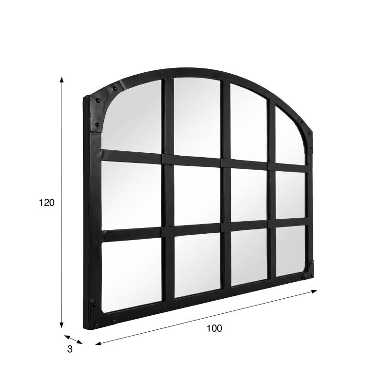 Miroir industriel design noir 120 X 100 cm