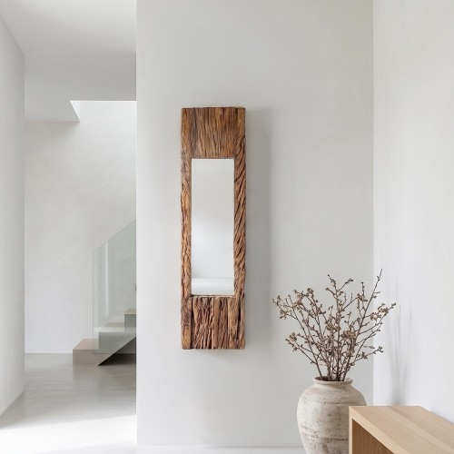 Miroir en bois brut rectangulaire 25 x 90 cm - Tree