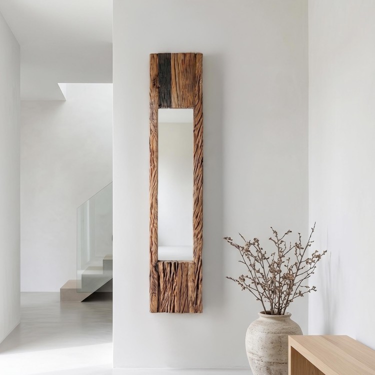 Miroir en bois brut rectangulaire 25 x 150 cm - Tree