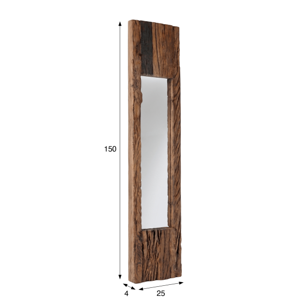 Miroir en bois brut rectangulaire 25 x 150 cm - Tree