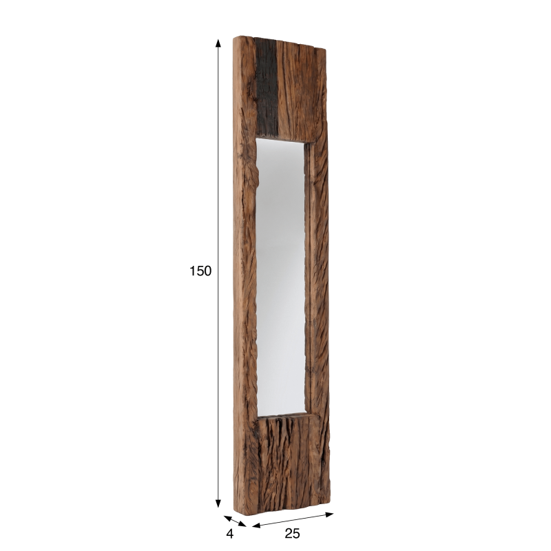 Miroir en bois brut rectangulaire 25 x 150 cm - Tree