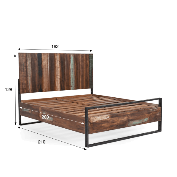 Lit 2 places industriel en bois recyclé - Recovery