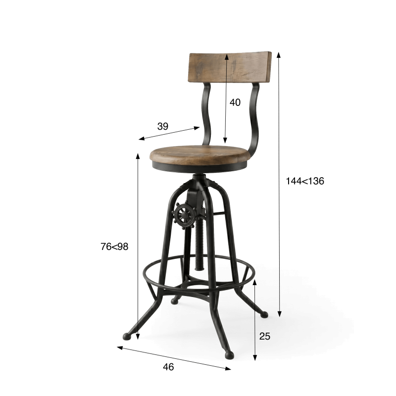 Tabouret de bar bois et métal