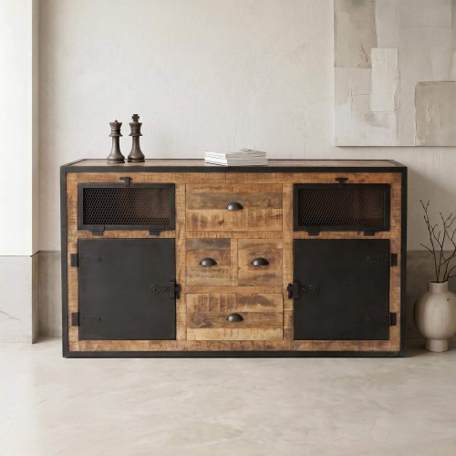 Buffet industriel à portes finition carbone