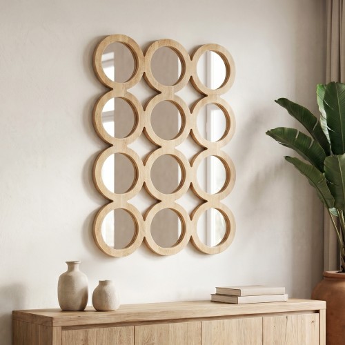 Ensemble rectangulaire 100 x 85 cm de miroirs ronds avec cadre en bois - Ellipse