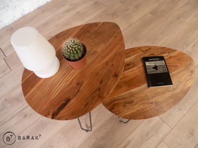 Table basse scandinave gigogne bois métal