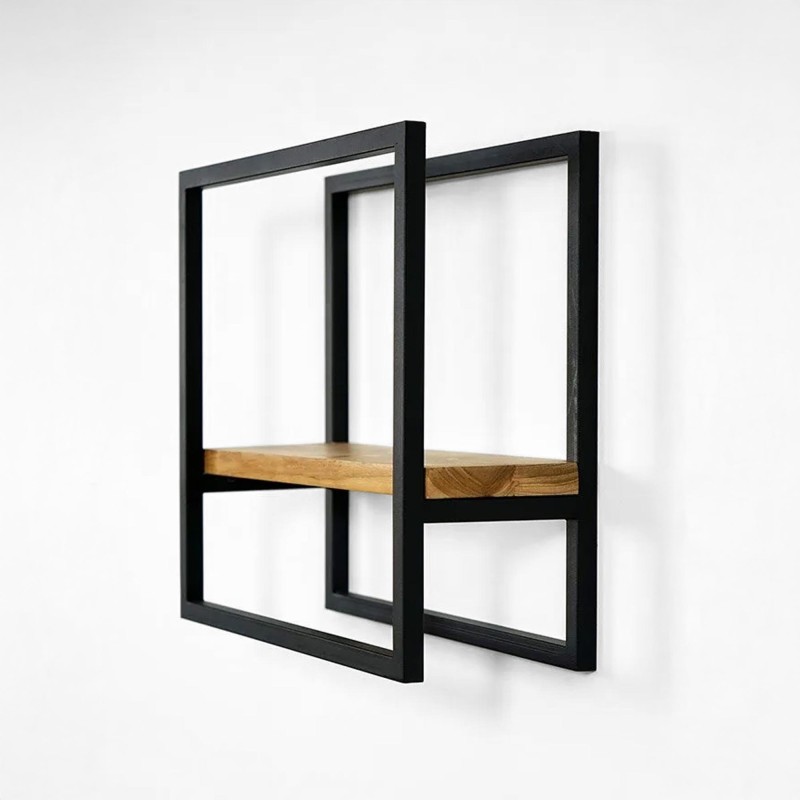 Etagère murale rectangulaire bois et métal 40 x 35 cm - Strip