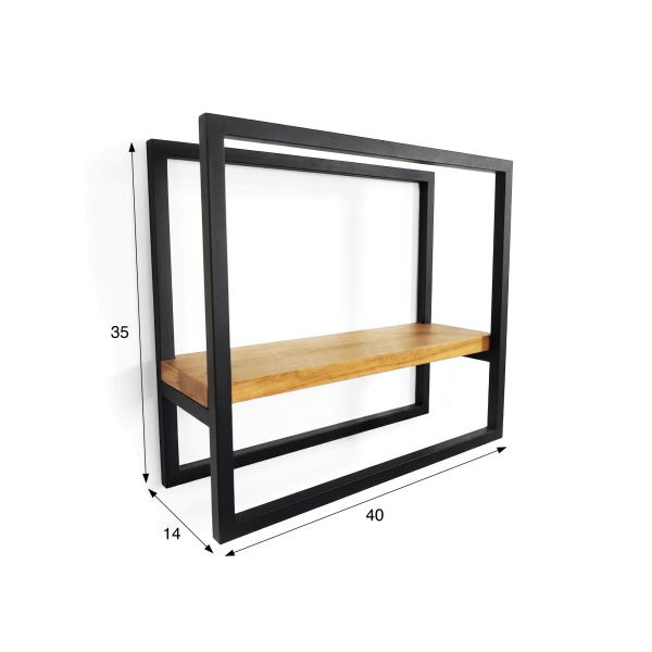 Etagère murale rectangulaire bois et métal 40 x 35 cm - Strip