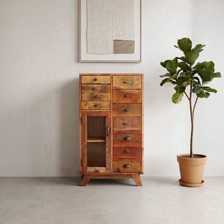 Meuble de rangement en bois massif recyclé