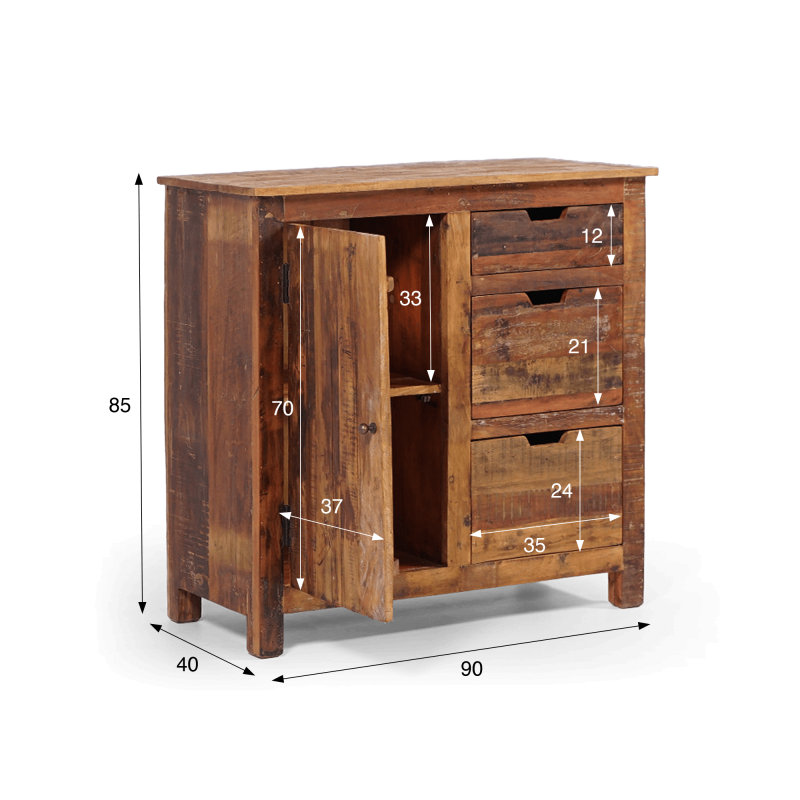 Buffet 90 cm en bois recyclé - Terra Nova