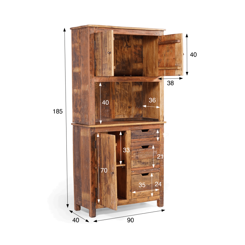 Buffet haut en bois recyclé - Terra Nova