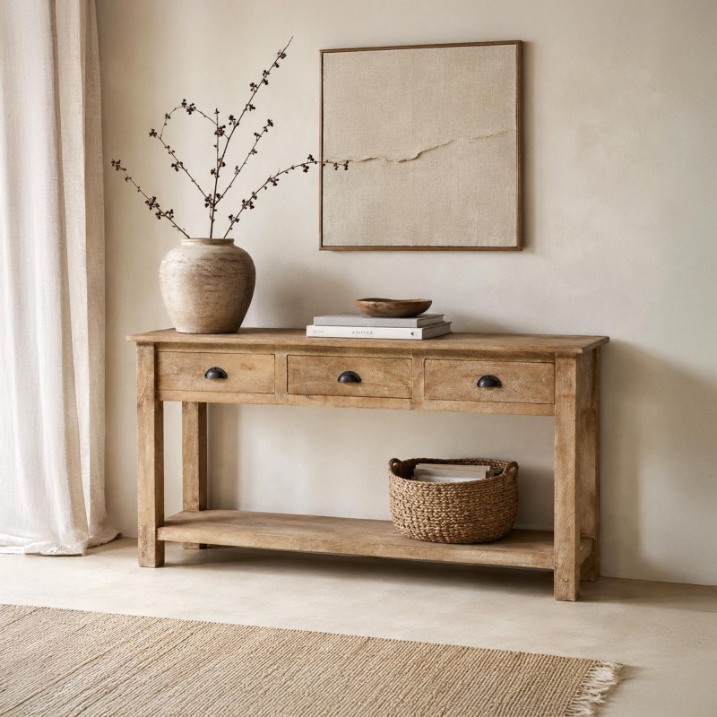 Console en bois naturel 3 tiroirs - Timber