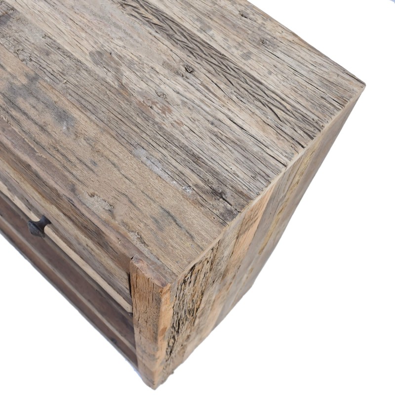 Console 3 tiroirs en bois foncé brut et ancien - Antique
