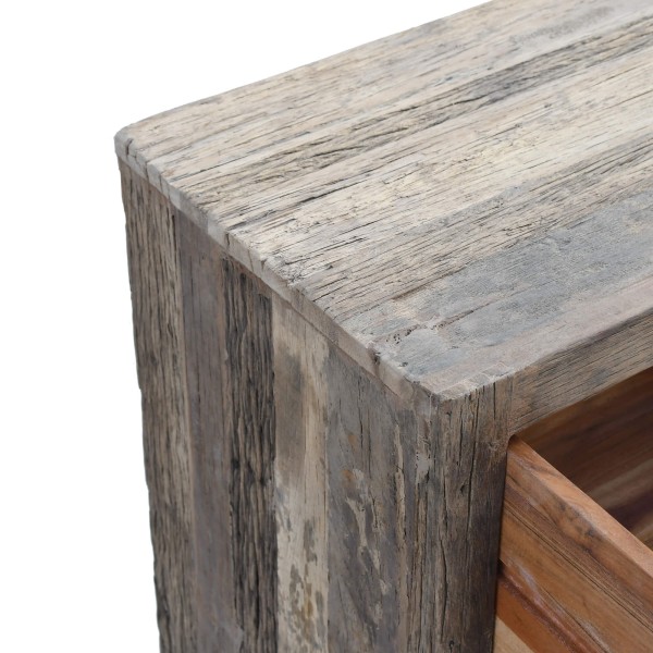 Console 3 tiroirs en bois foncé brut et ancien - Antique