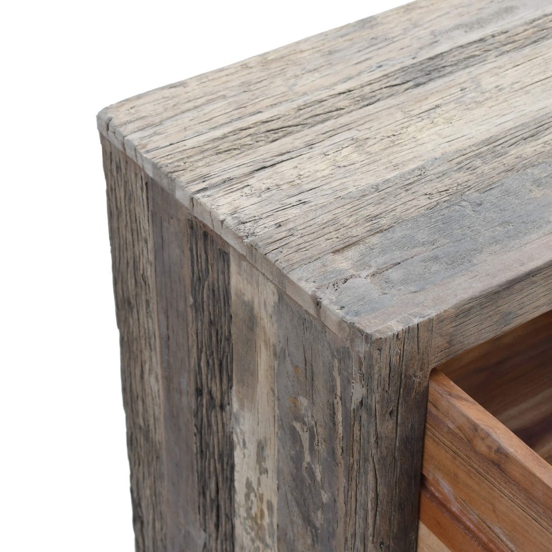 Console 3 tiroirs en bois foncé brut et ancien - Antique