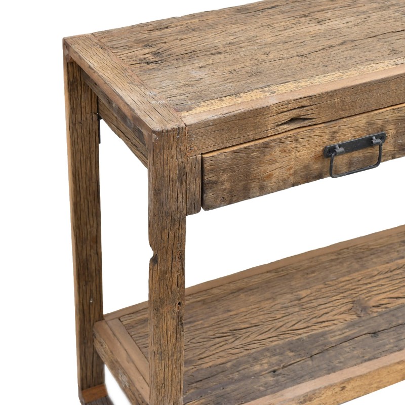 Console en bois massif brut et ancien - Antique
