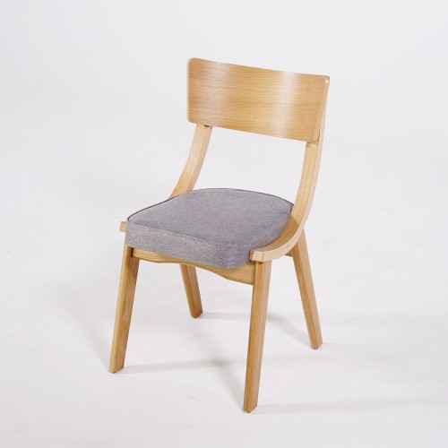 Chaise de salle à manger en chêne naturel et tissu gris - Svea