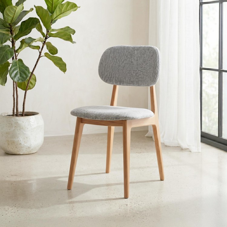 Chaise en bois massif de chêne et tissu gris - Skaga