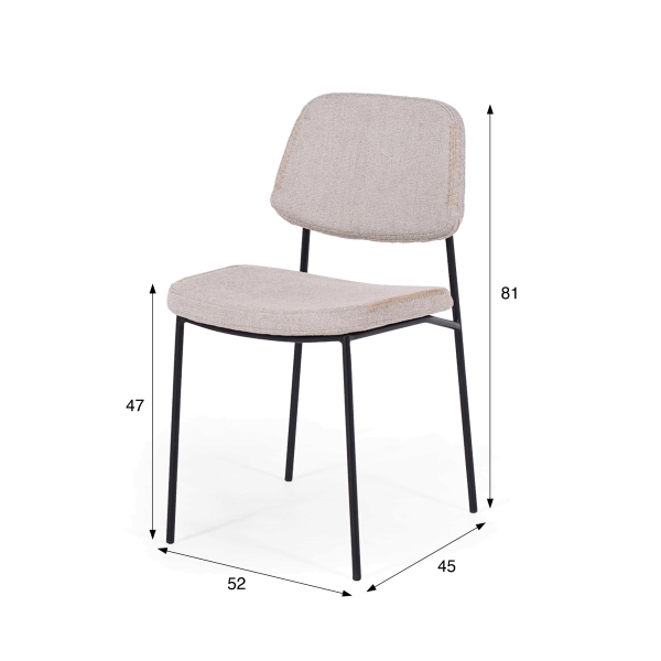 Chaise de salle à manger en tissu beige et pieds noirs - Menta