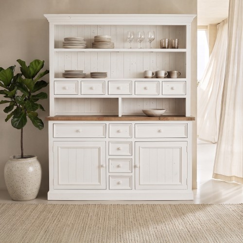Buffet vaisselier bois et blanc en pin massif - Mayfield