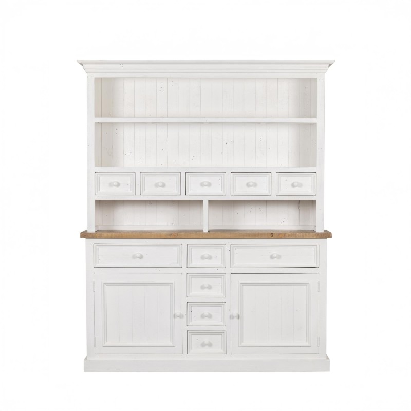 Buffet vaisselier bois et blanc en pin massif - Mayfield