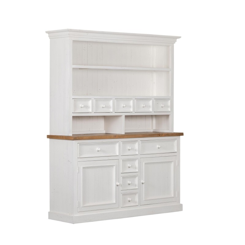 Buffet vaisselier bois et blanc en pin massif - Mayfield