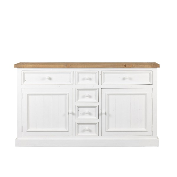 Bahut bois et blanc en pin massif 160 cm - Mayfield