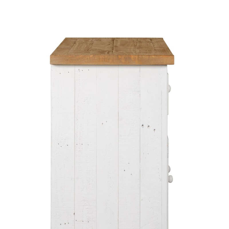 Bahut bois et blanc en pin massif 160 cm - Mayfield
