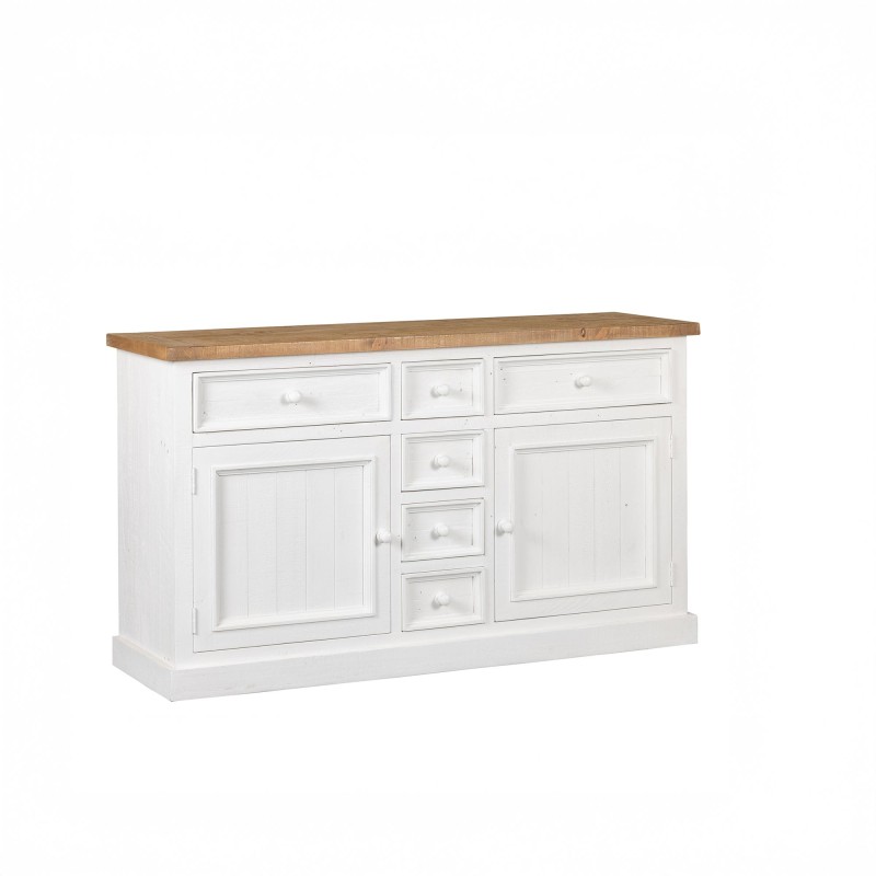 Bahut bois et blanc en pin massif 160 cm - Mayfield