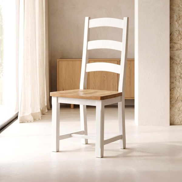Chaise de salle à manger bois et blanc en pin - Mayfield
