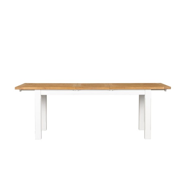 Table à manger extensible blanche en bois massif de pin - Mayfield