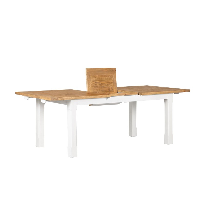 Table à manger extensible blanche en bois massif de pin - Mayfield