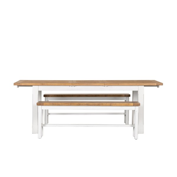 Table à manger extensible blanche en bois massif de pin - Mayfield