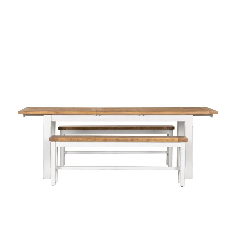 Table à manger extensible blanche en bois massif de pin - Mayfield