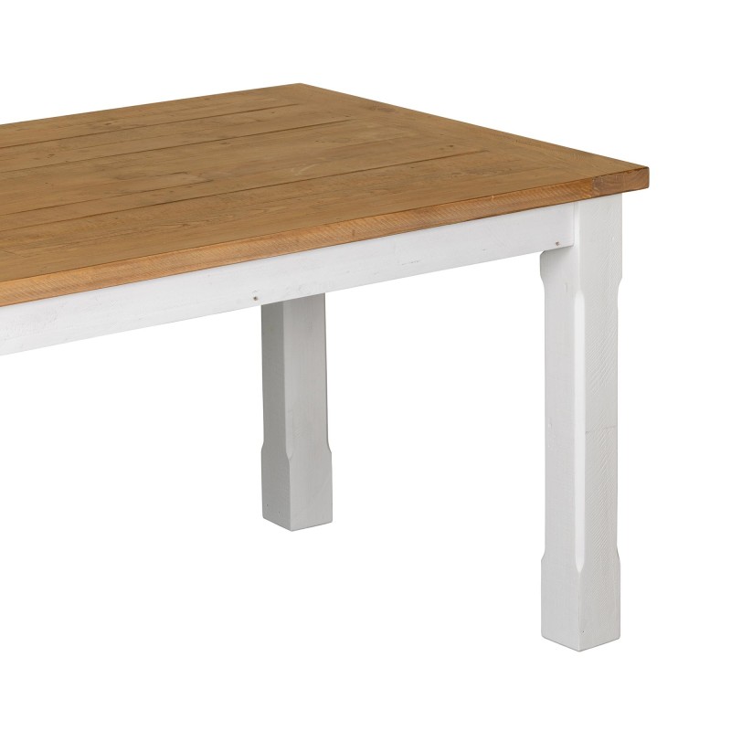 Table à manger bois et blanche en pin massif - Mayfield